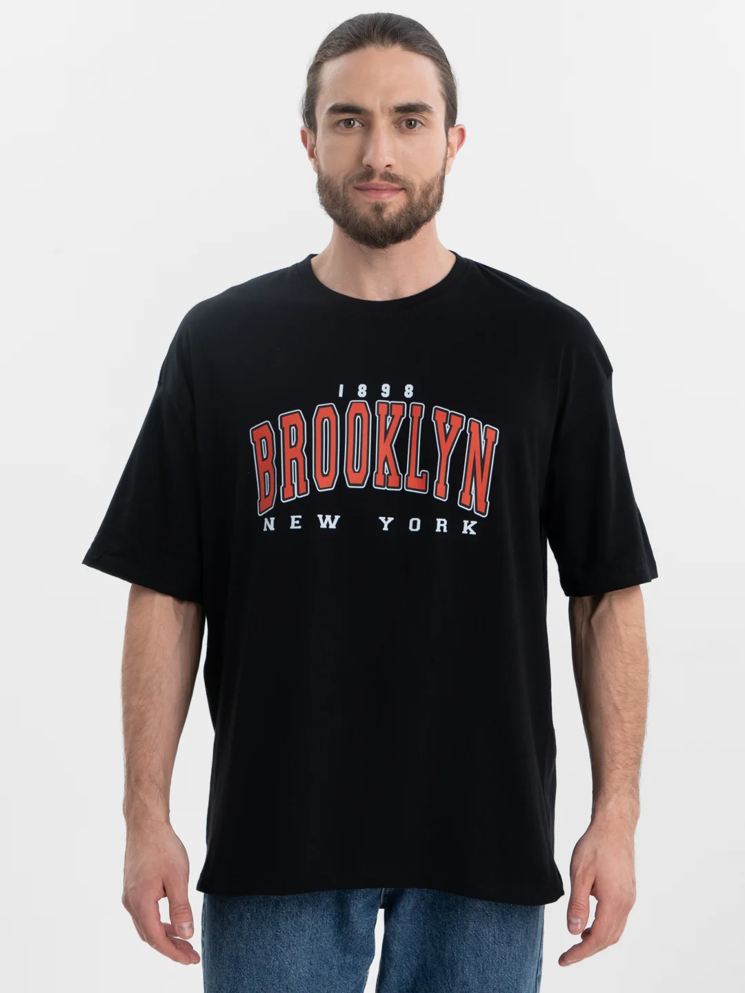 Красный футболка оверсайз "Brooklyn", унисекс, OverSize T-Shirt с принтом, хлопок