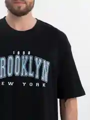 Голубой футболка оверсайз "Brooklyn", унисекс, OverSize T-Shirt с принтом, хлопок