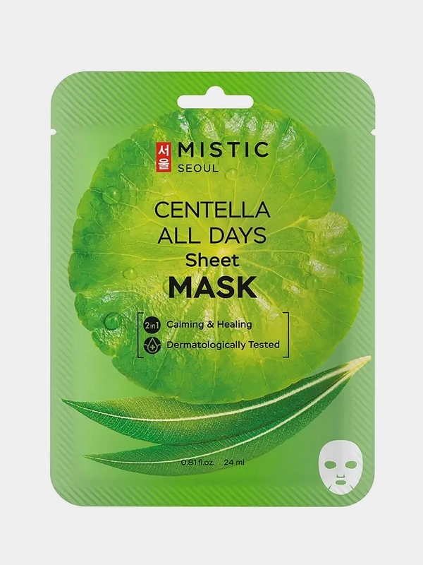 Тканевая маска для лица MISTIC, с экстрактом цeнтеллы азиатской, 24мл