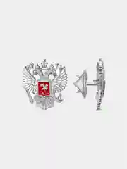 Серебряный значок Герб России двуглавый орел бижутерия серебрение, золочение
