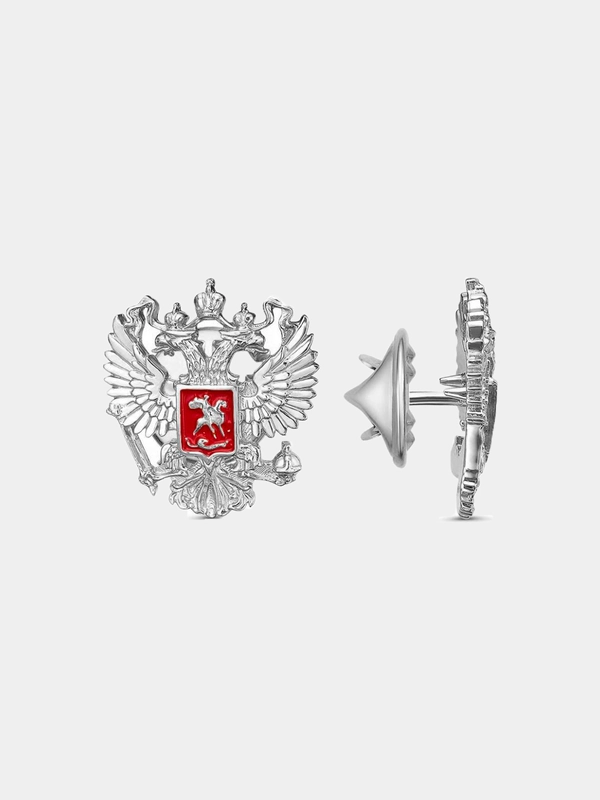 Значок Герб России двуглавый орел бижутерия серебрение, золочение