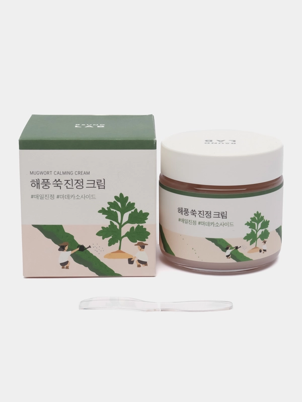 Лёгкий успокаивающий крем с полынью Round Lab Mugwort Calming Cream, 80 мл