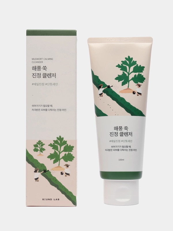 Успокаивающая пенка для умывания с полынью Round Lab Mugwort Calming Cleanser, 150 мл
