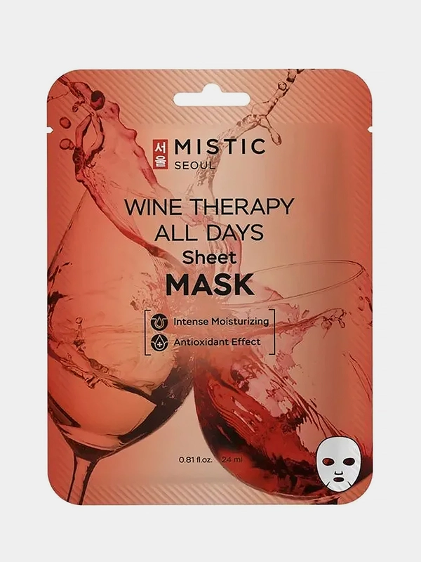 Тканевая маска для лица MISTIC с экстрактом вина, 24мл