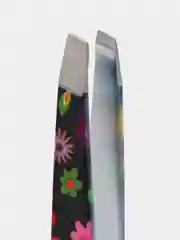 Пинцет для бровей скошенный Zinger 86022, с цветами