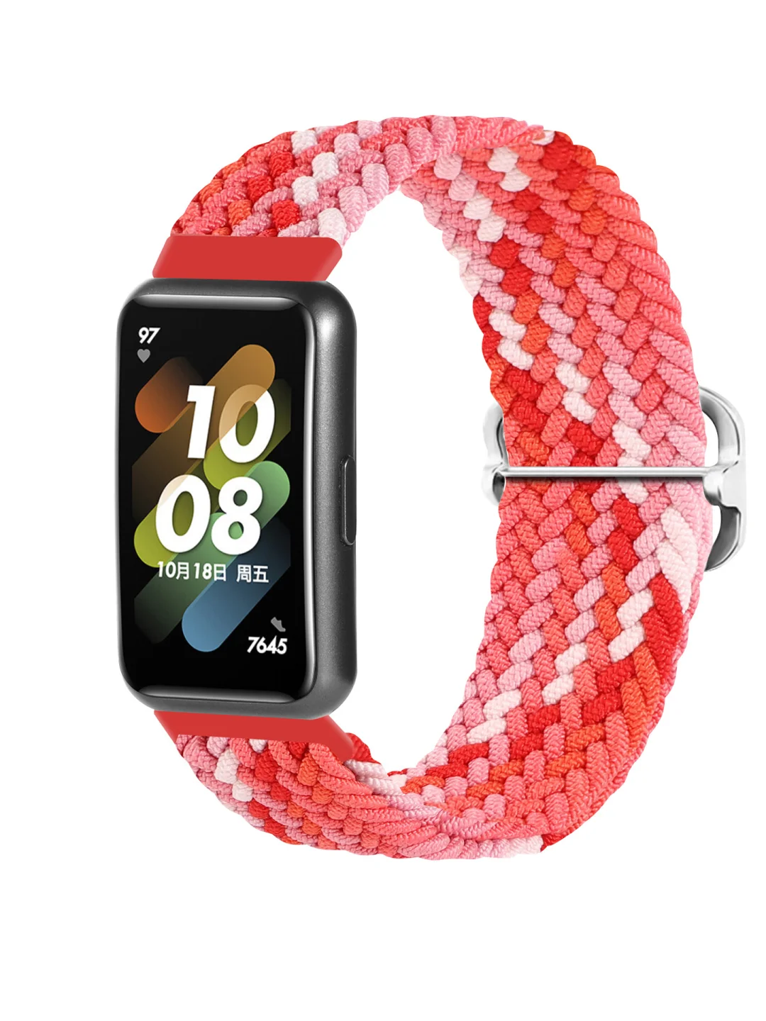 Кораллово-розовый ремешок для Honor Band 7 / Huawei Band 7, нейлоновый, плетеный