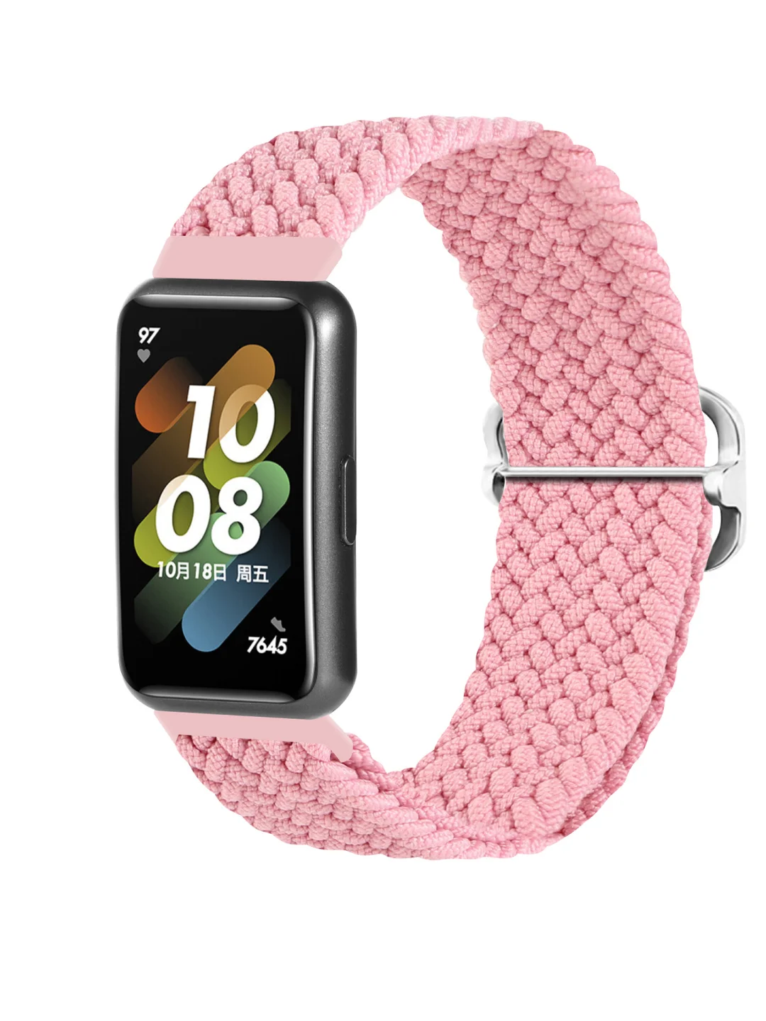 Розовый ремешок для Honor Band 7 / Huawei Band 7, нейлоновый, плетеный