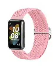 Розовый ремешок для Honor Band 7 / Huawei Band 7, нейлоновый, плетеный