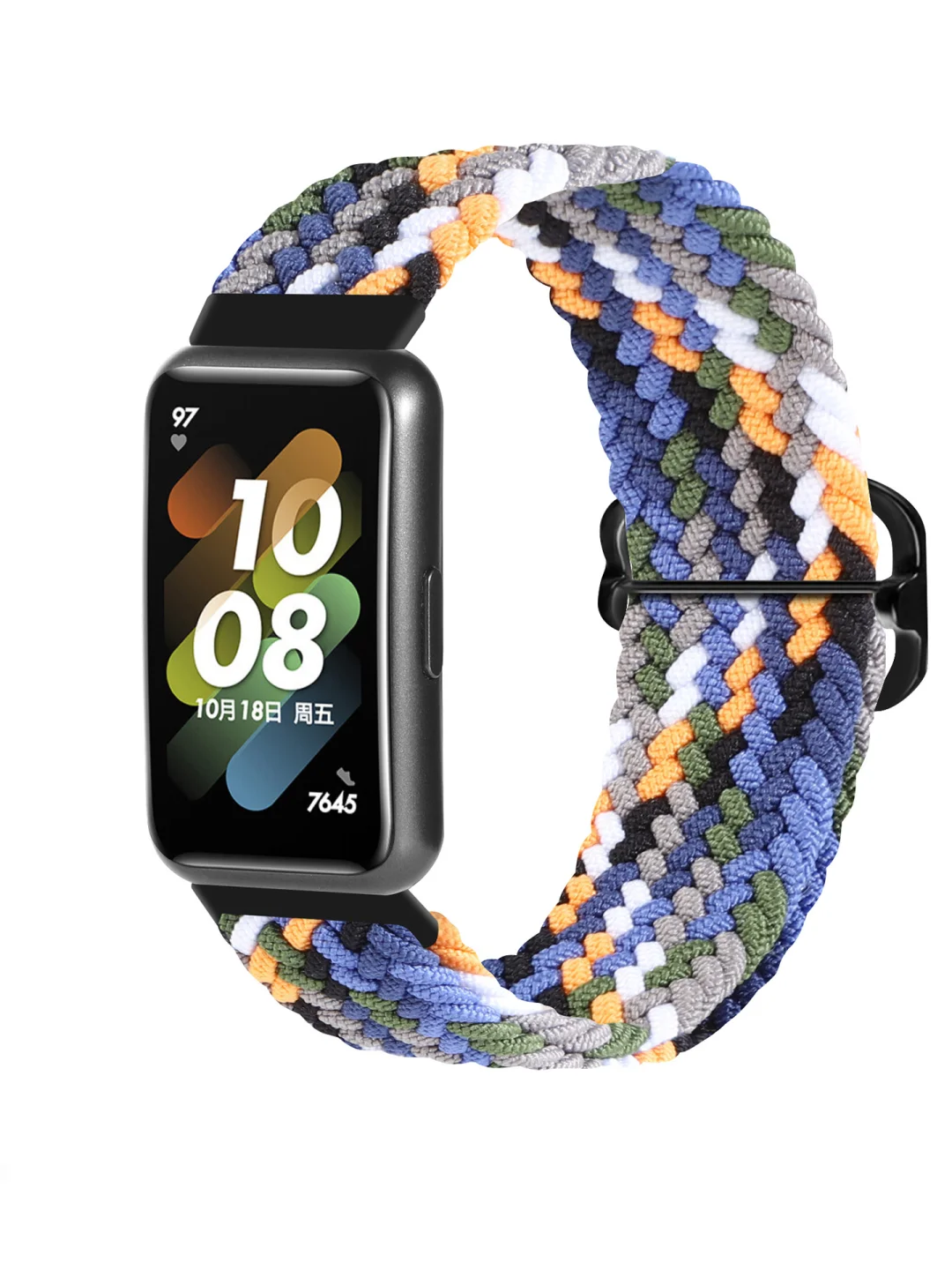 Синий меланж ремешок для Honor Band 7 / Huawei Band 7, нейлоновый, плетеный