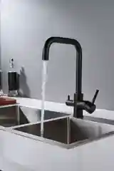 Черный смеситель для кухни с подключением фильтра питьевой воды Shevanik S228H, черный