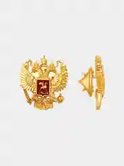 Золотой значок Герб России двуглавый орел бижутерия серебрение, золочение