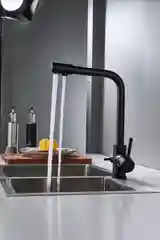 Черный смеситель для кухни с подключением фильтра питьевой воды Shevanik S328H, черный