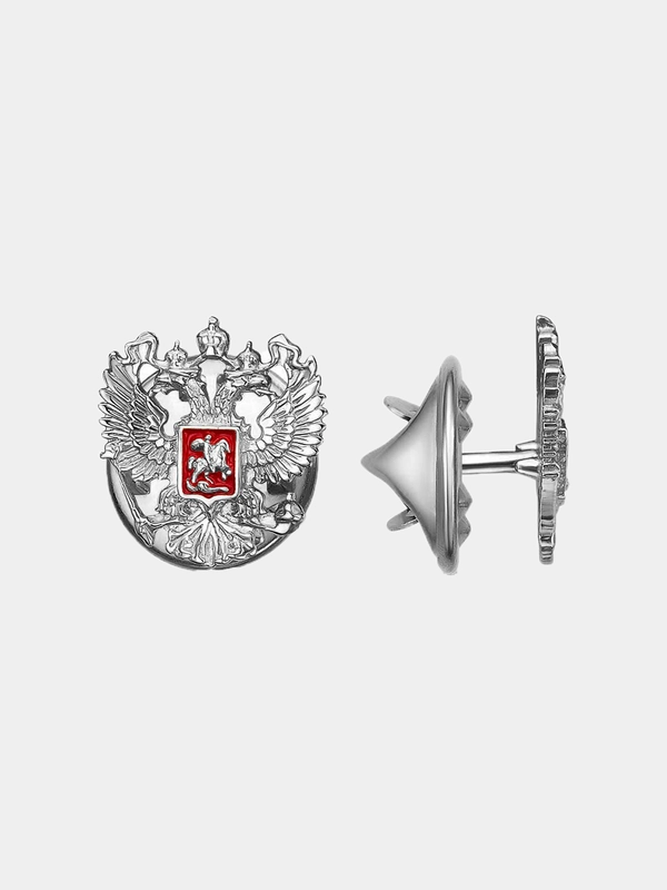 Значок бижутерия Герб России серебрение, золочение