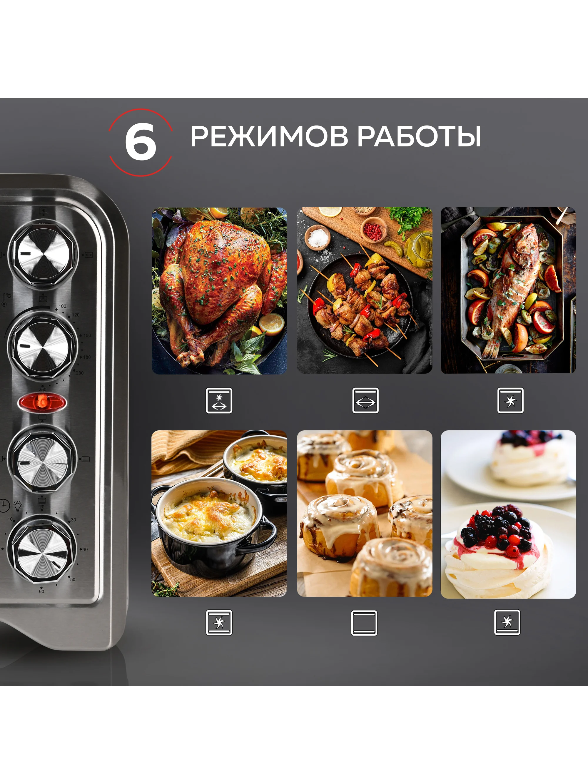 Многофункциональная мини-печь GFGRIL GFO-34, 1600 Вт