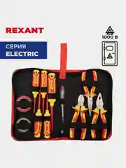 Набор диэлектрического инструмента REXANT RI-02, тканевый пенал, 11 предметов, до 1000В