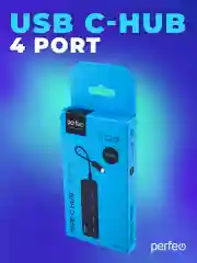 Разветвитель USB хаб C-HUB Perfeo 4 Port, (PF-H048) чёрный