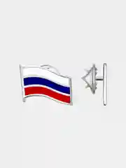 Серебряный значок Флаг России - Триколор из бижутерии платинирование, золочение