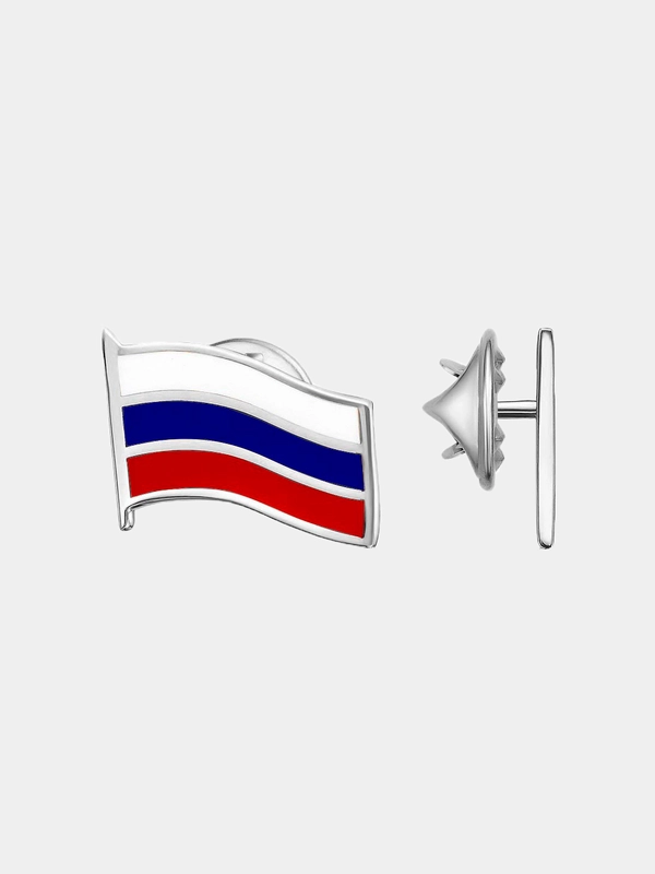 Значок Флаг России - Триколор из бижутерии платинирование, золочение