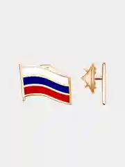 Золотой значок Флаг России - Триколор из бижутерии платинирование, золочение