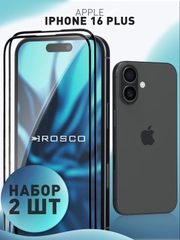 Стекло для iPhone 16 Plus защитное ROSCO с олеофобным покрытием и рамкой матовое антишпион