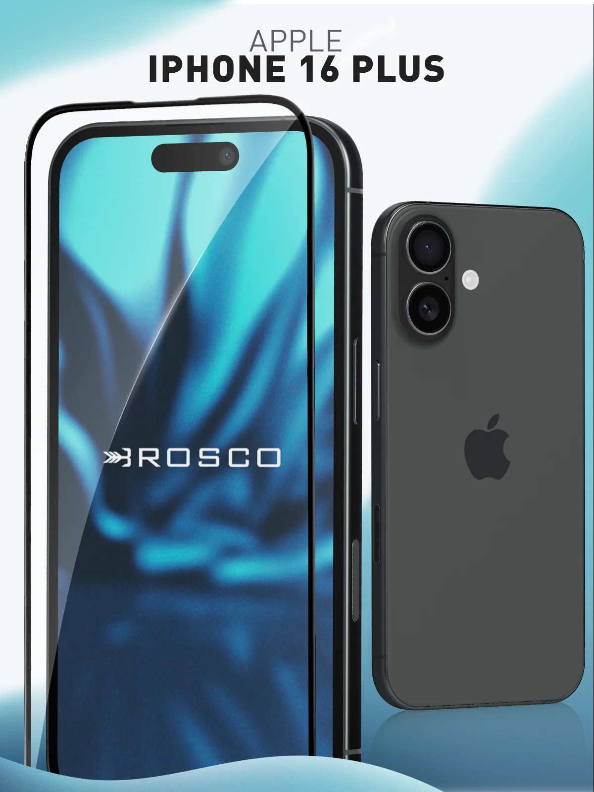 Прозрачный стекло для iPhone 16 Plus защитное ROSCO с олеофобным покрытием и рамкой матовое антишпион