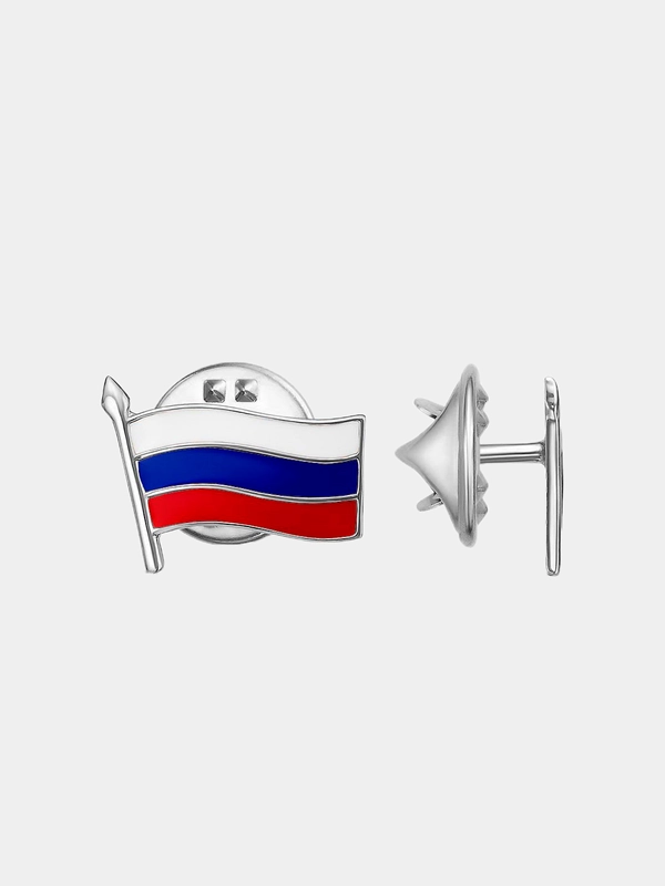 Значок бижутерия флаг России серебрение, золочение