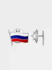 Серебряный значок бижутерия флаг России серебрение, золочение