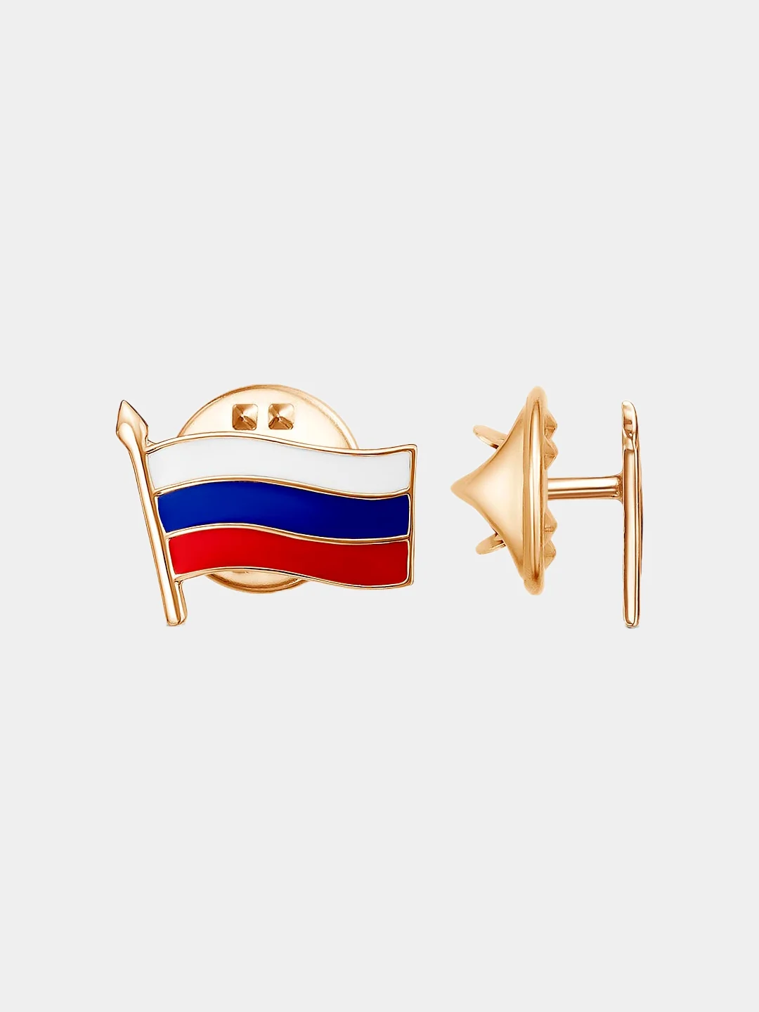 Золотой значок бижутерия флаг России серебрение, золочение