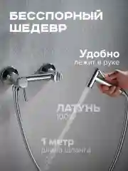 Хром cмеситель однорычажный с гигиенической лейкой и шлангом Shevanik S107, хром