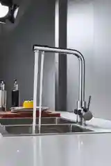 Хром смеситель для кухни, с подключением фильтра питьевой воды, Shevanik S328