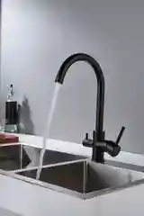 Черный смеситель для кухни с подключением фильтра питьевой воды Shevanik S128H