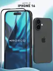1-2шт стекло для iPhone 16 защитное ROSCO олеофобное покрытие с рамкой, матовое, антишпион