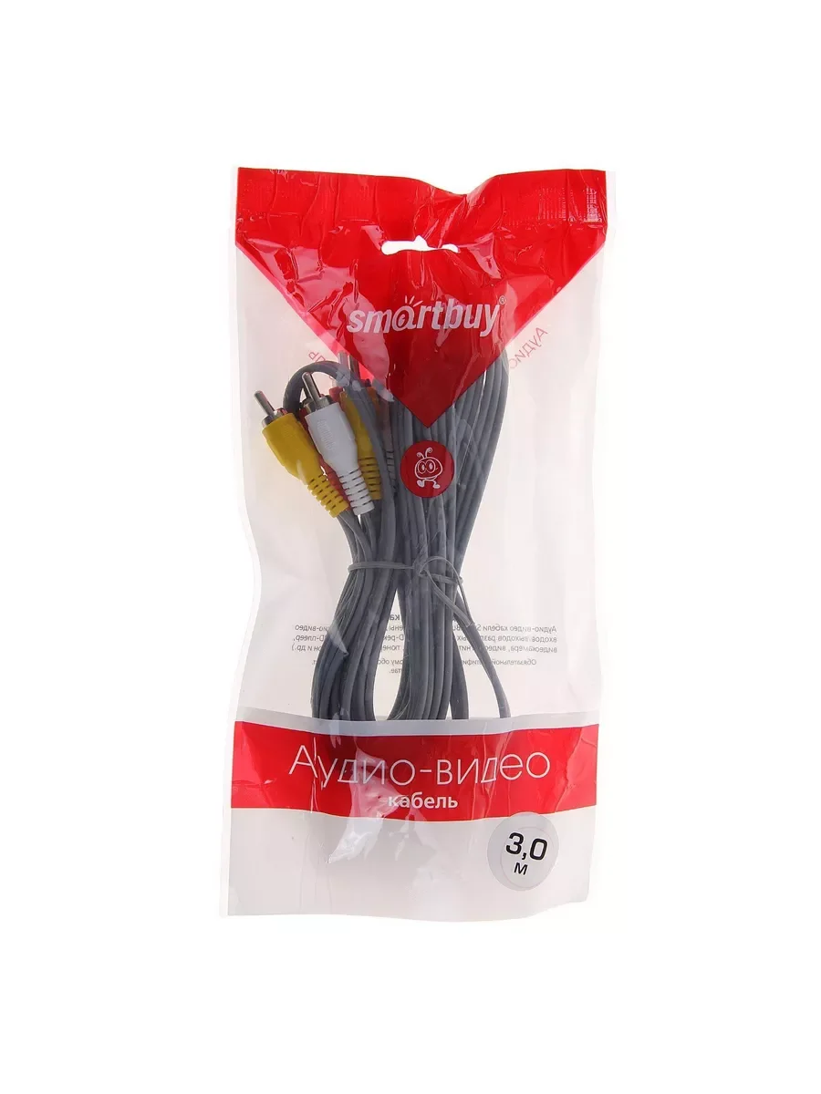 Кабель SMARTBUY (KA233) 3XRCA (M) - 3XRCA (M) 3M в пакете (5)