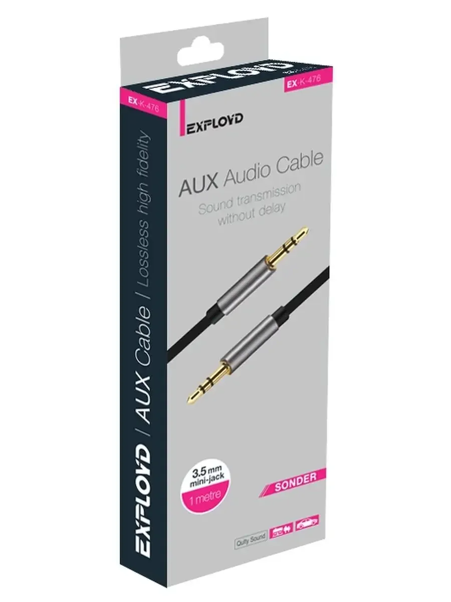 Кабель AUX Jack 3,5mm EXPLOYD EX-K-476 1M SONDER круглый черный