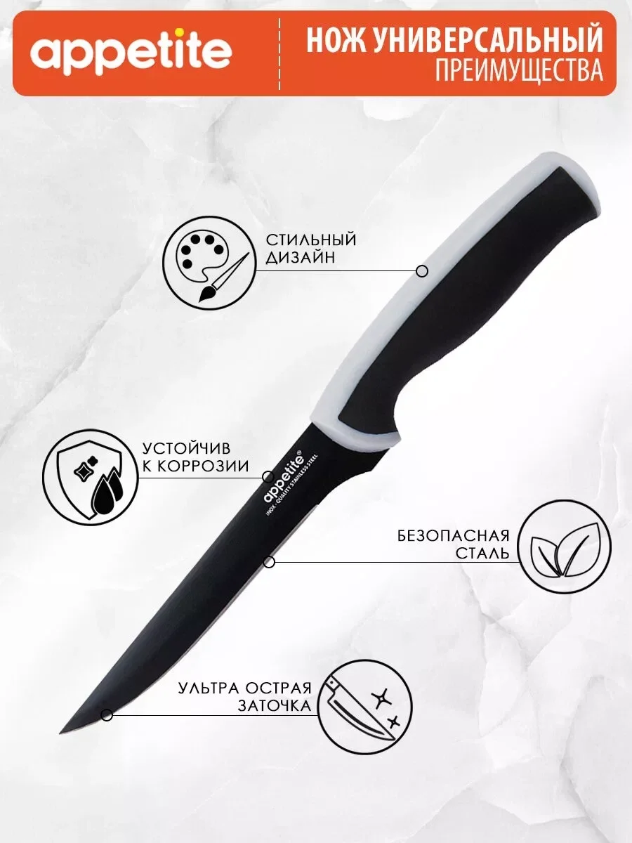 Нож APPETITE FLT-002B-4G Эффект для нарезки нерж 12см серый