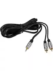 Кабель RCA REXANT (17-4224) ШНУР СТЕРЕО 3,5 ММ - 2 RCA, ДЛИНА 3 МЕТРА (GOLD-МЕТАЛЛ)