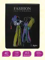 Черный блокнот для зарисовок 40 листов на гребне. MyArt Fashion скетчбук 174х225 мм. Проф-Пресс