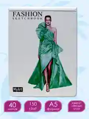 Бирюзовый блокнот для зарисовок 40 листов на гребне. MyArt Fashion скетчбук 174х225 мм. Проф-Пресс