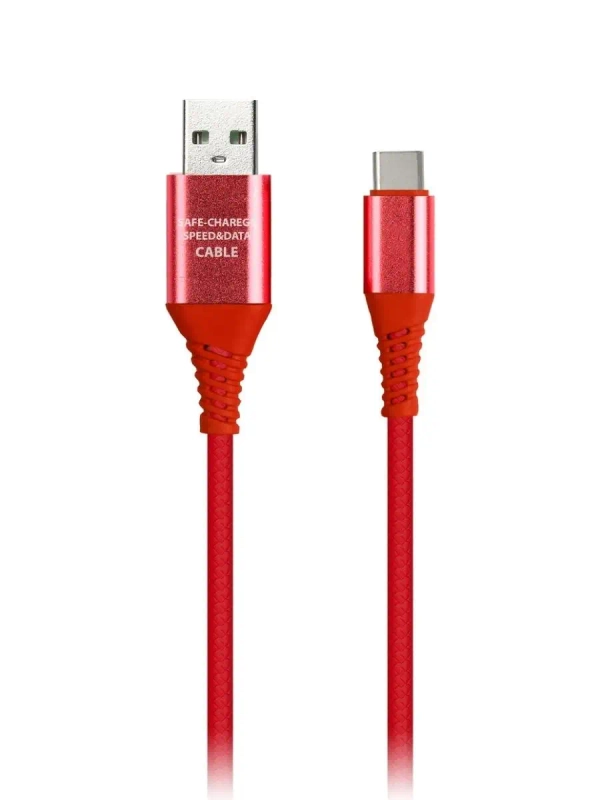 Кабель SMARTBUY (iK-3112ERG red) Type C кабель в рез.оплет. Gear, 1м - красный