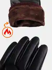 Перчатки мужские с начесом, теплые, демисезонные, осенние, кожаные, с манжеткой