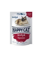 Паучи Happy Cat для стерилизованных кошек "Кролик кусочки" в соусе, 0,085 кг, 24шт