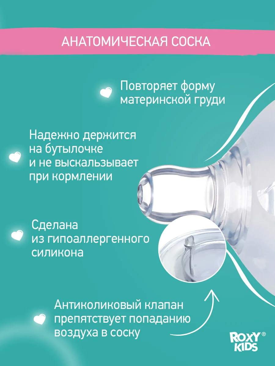 Аметистовый сменные силиконовые соски для  бутылочек ROXY-KIDS, 2 шт