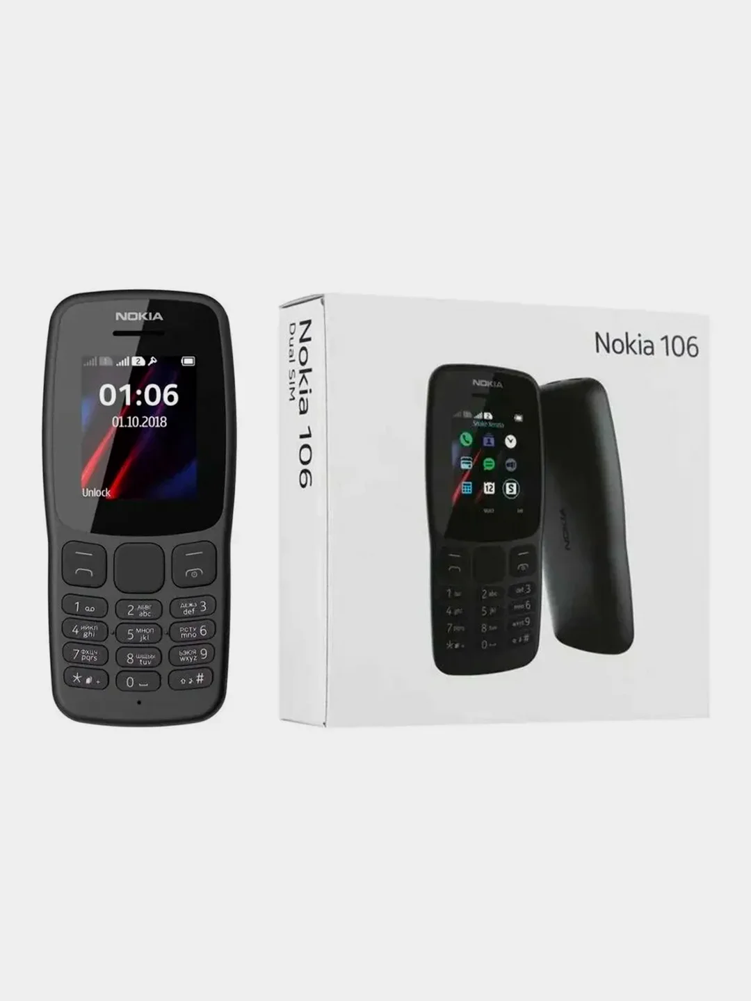Черный мобильный кнопочный телефон Nokia 106 Dual Sim