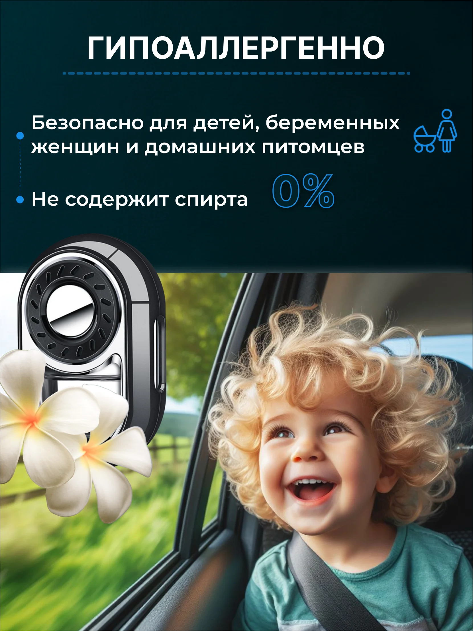 Черный ароматизатор в машину на дефлектор / автоматический, пахучка автопарфюм, набор в авто