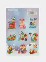 Голубой наклейки новогодние детские, 9 штук+ раскраска,11см х15,5см