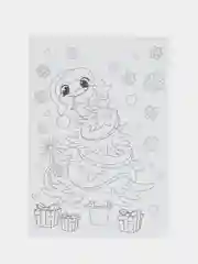 Лазурный наклейки новогодние детские, 9 штук+ раскраска,11см х15,5см