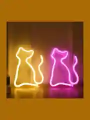 Ночник "Желтая кошечка", неоновая вывеска, светильник настенный