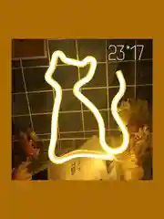 Ночник "Желтая кошечка", неоновая вывеска, светильник настенный