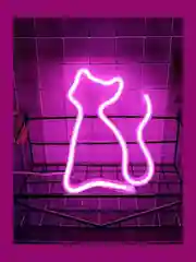 Ночник "Розовая кошечка", вывеска из неона на стену, настенный светильник