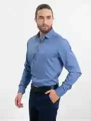 Темно-синий рубашка приталенная с длинным рукавом